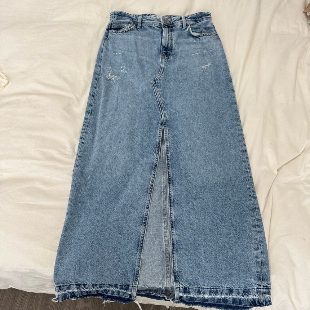 Zara denim maxi skirt